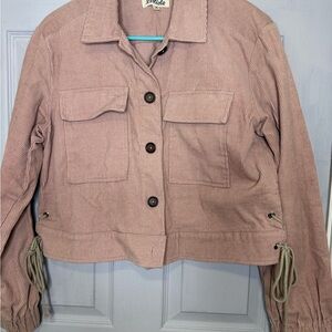 Listicle Dusty Pink Corduroy Utility Jacket